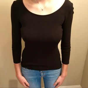 Amuse Society 3/4 sleeve black fitted top